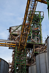 Image showing Towers of grain drying enterprise at sunny day