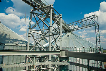 Image showing Towers of grain drying enterprise at sunny day