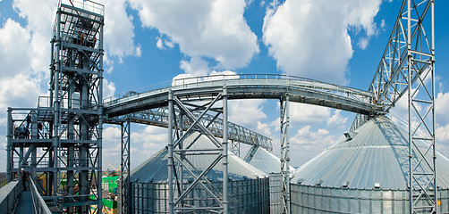 Image showing Towers of grain drying enterprise at sunny day