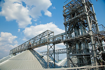 Image showing Towers of grain drying enterprise at sunny day