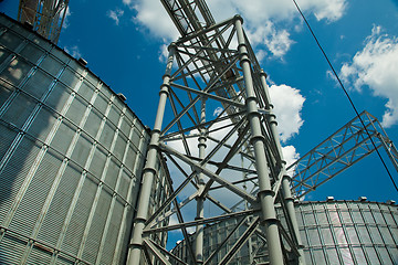 Image showing Towers of grain drying enterprise at sunny day