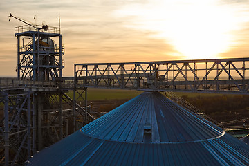 Image showing Towers of grain drying enterprise at sunny day