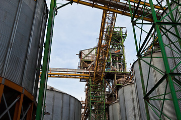 Image showing Towers of grain drying enterprise at sunny day