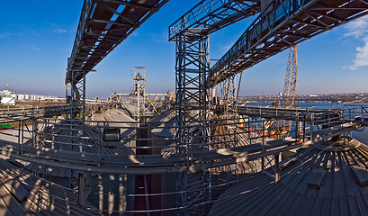 Image showing Towers of grain drying enterprise at sunny day