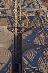 Image showing Towers of grain drying enterprise at sunny day