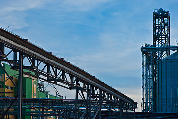 Image showing Towers of grain drying enterprise at sunny day