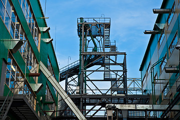 Image showing Towers of grain drying enterprise at sunny day