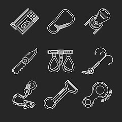 Image showing Flat line vector icons for rock climbing