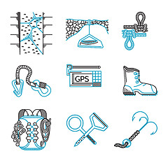 Image showing Flat line vector icons for rappeling equipment