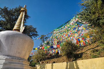 Image showing Buddhist prayer flags in  Dharamshala, India