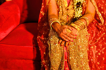 Image showing Henna on brides hands