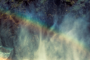 Image showing Rainbow over waterfall