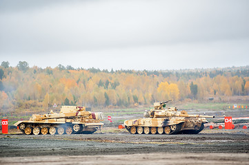 Image showing Armoured recovery vehicle BREM-1M in action