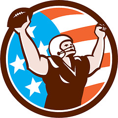 Image showing American Football Celebrating Touchdown Retro