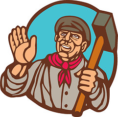 Image showing Union Worker With Sledgehammer Linocut