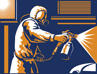 Image showing Spray Painter Painting Spraying Retro