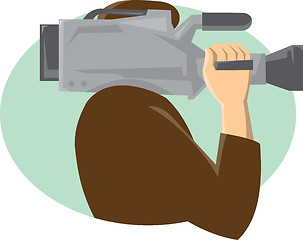 Image showing Cameraman Movie Video Camera Side Retro