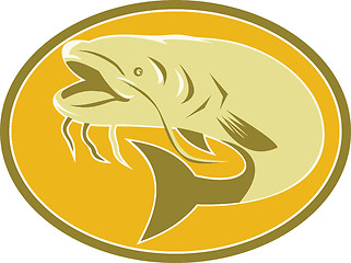 Image showing Catfish Fish Oval Retro