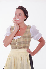 Image showing Laughing young Bavarian woman in dirndl