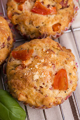 Image showing Fresh pizza muffin as a snack