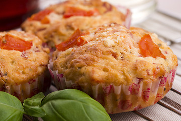 Image showing Fresh pizza muffin as a snack