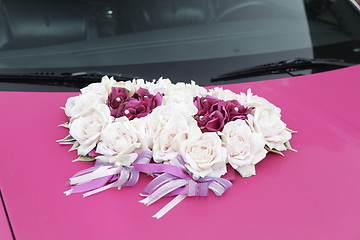 Image showing pink wedding car