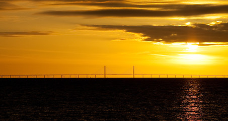 Image showing Sunset over Öresund