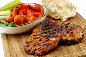 Image showing Roasted Steaks and Vegetables