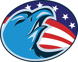 Image showing American Bald Eagle Head Flag Retro