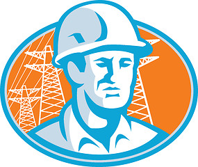 Image showing Construction Worker Engineer Pylons Retro