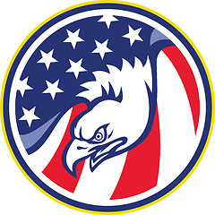 Image showing American Eagle Flying USA Flag Retro