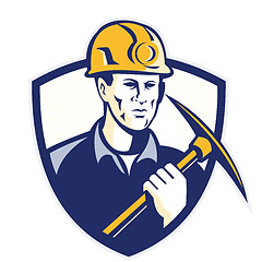 Image showing Coal Miner With Pick Axe Shield Retro