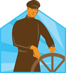 Image showing Ship Captain Helmsman Steering Wheel Retro