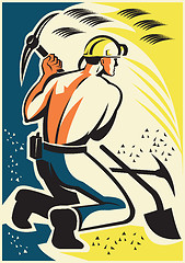 Image showing Coal Miner Mining Digging Pick Ax Retro