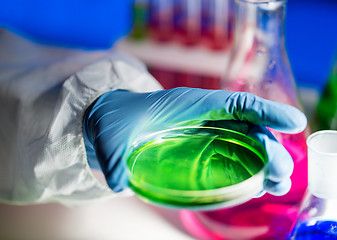 Image showing close up of scientist making test in laboratory