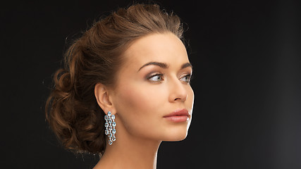 Image showing woman with diamond earrings