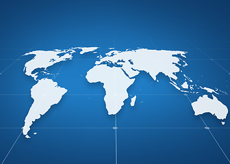 Image showing world map projection over blue background