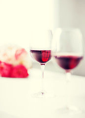 Image showing wine glasses on the table in restaurant