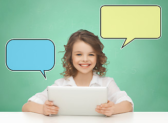 Image showing happy smiling girl with tablet pc computer