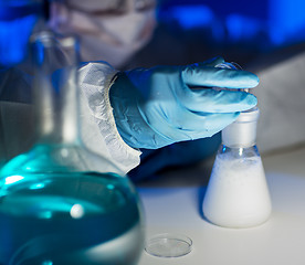 Image showing close up of scientist making test in laboratory