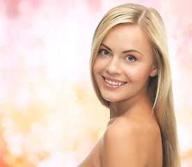 Image showing face of beautiful young happy woman with long hair