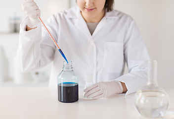 Image showing close up of scientist making test in lab