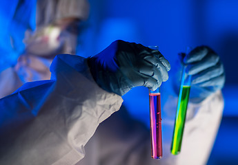 Image showing close up of scientist making test in laboratory