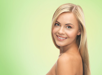 Image showing face of beautiful young happy woman with long hair