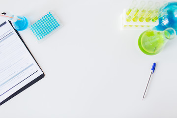 Image showing close up of scientific laboratory table with stuff