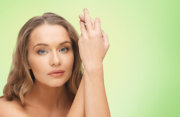 Image showing beautiful woman face and hands