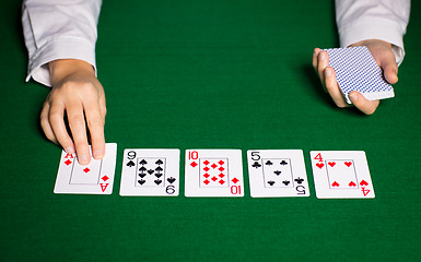 Image showing holdem dealer with playing cards