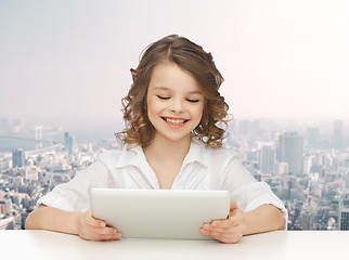 Image showing happy smiling girl with tablet pc computer