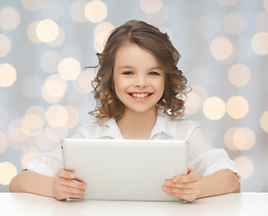 Image showing happy smiling girl with tablet pc computer