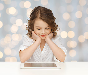 Image showing happy smiling girl with tablet pc computer